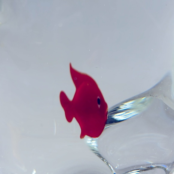 RARE Vintage Vinci Murano Clear Glass CAT Figurine Paperweight Goldfish Stomach - Picture 4 of 5